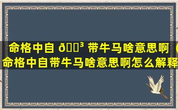 命格中自 🌳 带牛马啥意思啊（命格中自带牛马啥意思啊怎么解释）